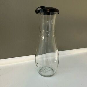 Clear Glass Carafe with Black Lid- good seasons salad dressing